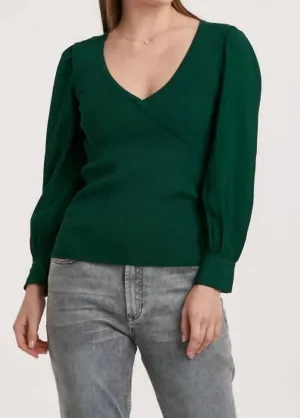 Darcy V-Neck Sweater In Forest Green